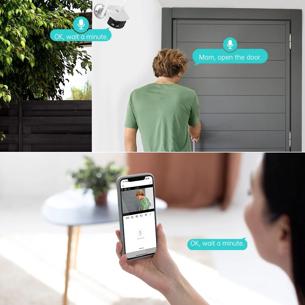 Caméra de Surveillance extérieure IP WiFi couleur 8MP/4MP, dispositif de sécurité sans fil, avec Vision nocturne et angle 180 °