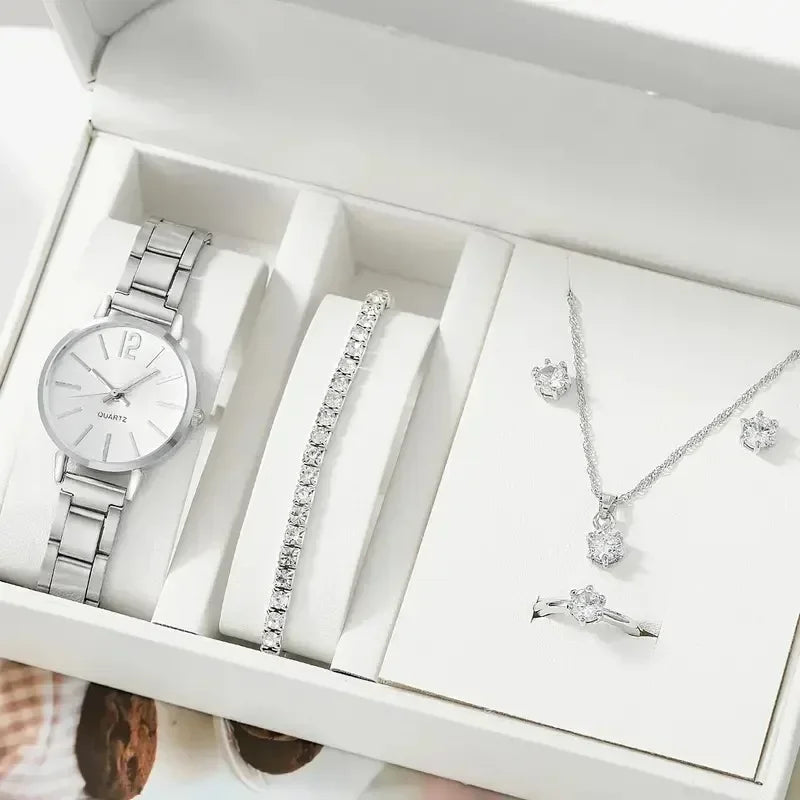Ladies Fashion Simple Digital Alloy with Quartz Watch Bracelet 2pcs Set Luxury Women Simple Dial Ladies Watches Reloj Mujer