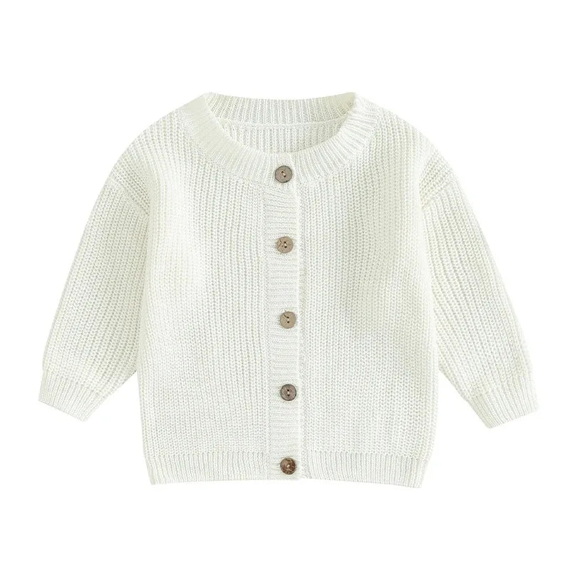 Pull chaud pour nouveau-né garçon et fille de 0 à 18 mois, manteaux, couleur unie, boutons amples, manches longues, tricot, Cardigan, automne