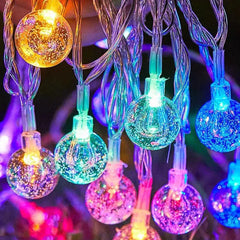 Guirxiété lumineuse boule de cristal LED, décoration d'intérieur, lampe de vacances de Noël, lumières dégradées, à piles, 1.5-10m, 10, 20, 40/80