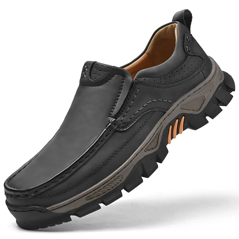 Mocassins en cuir de Style rétro pour hommes, chaussures confortables et décontractées, respirantes, pour la conduite, pour voyage, escalade, Camping