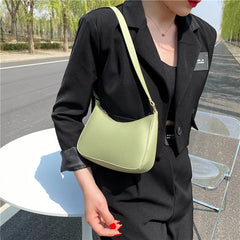 Sacs à main rétro en cuir PU pour femmes, couleur unie, sac à bandoulière sous les bras, sacs à main décontractés de styliste