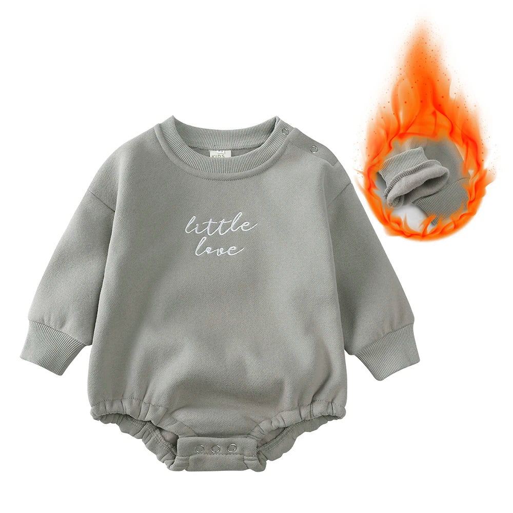 2025 hiver bébé barboteuse nouveau-né vêtements épaissir polaire pyjamas petit amour broderie infantile garçon fille Onesies enfant en bas âge combinaisons