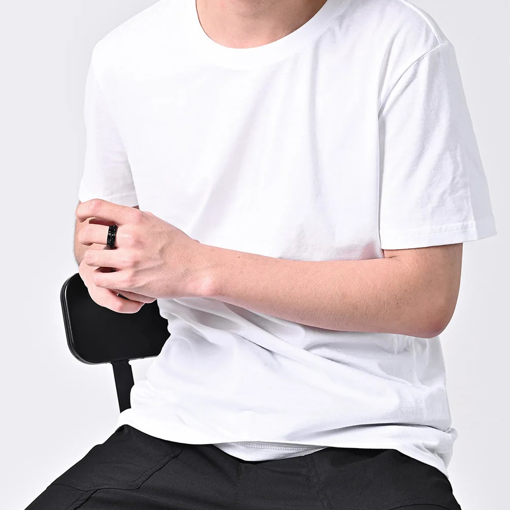 Chaîne en acier inoxydable Anxiété tournante Anneaux noirs pour hommes Fidget Metal Spinner Knuckle Ring Anillos De Hombre