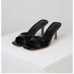 NewHigh talons chaussons pour femmes élégant décontracté bout carré pantoufles chaussures d'été Zapatos De Mujer femmes sandales De créateur 35-42