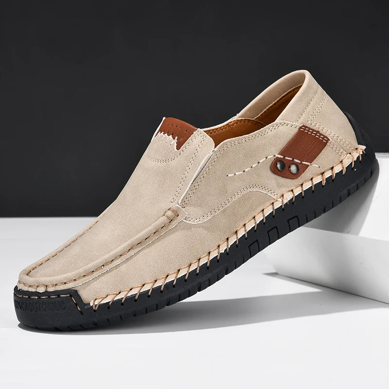 Chaussures en cuir faites à la main pour hommes, mocassins confortables et décontractés à enfiler, mocassins plats, chaussures de marche, livraison directe