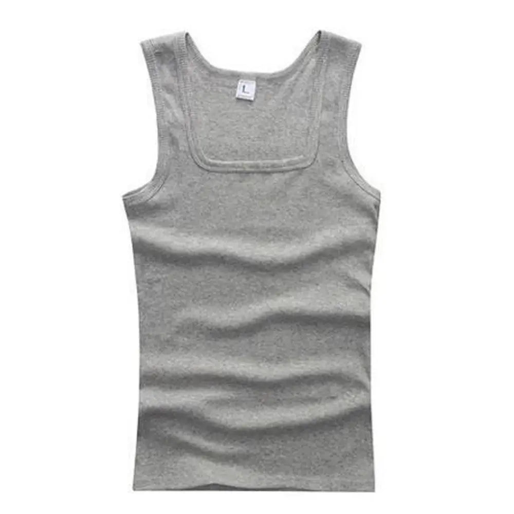 Débardeur élastique Pur coton Sans manches Hommes t-shirt Musculation Fitness T-shirt