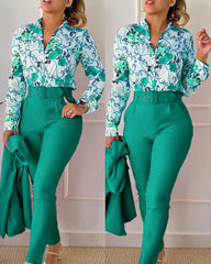 Chemise et pantalon College élégants pour femmes, olympiques décontractés, haut audipant, manches longues, mode printemps et automne, 2023, 2 pièces