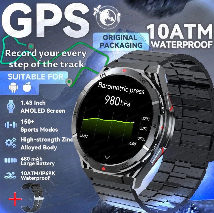 2025 nouveau pour HUAWE Original GPS SmartWatch Ultra 466*466 HD AMOLED affichage sport boussole BT appel IP69 étanche Bracelet intelligent