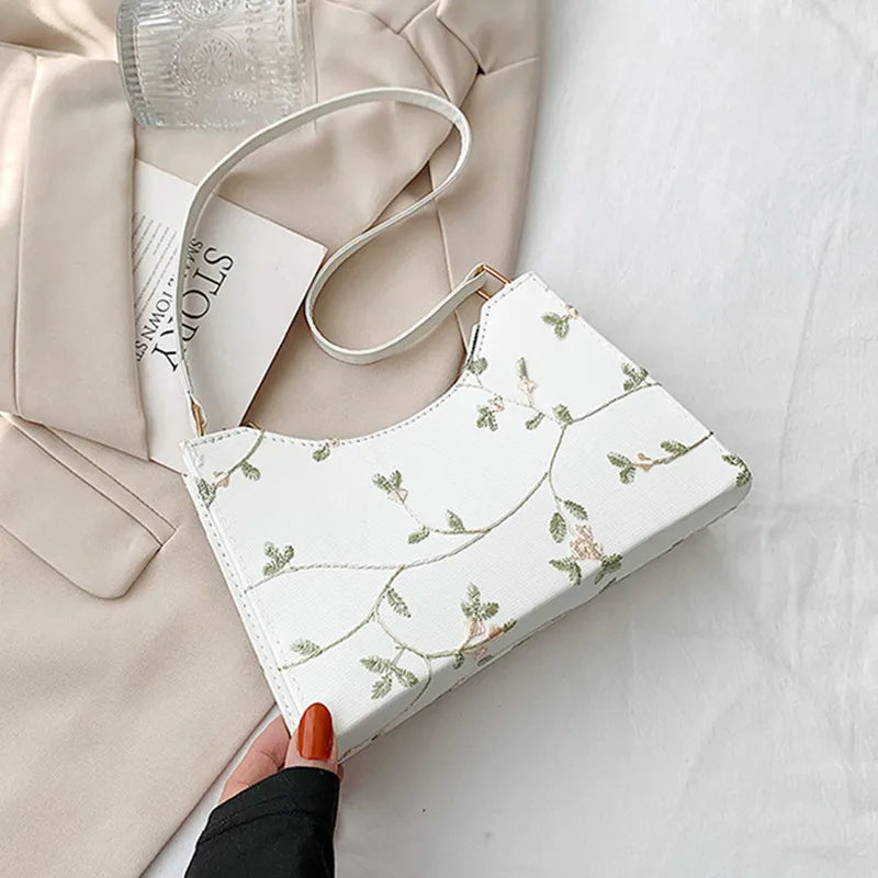 Sac à main en cuir PU souple pour femmes, petit fourre-tout pour filles, sacs sous les bras, sac à main de voyage de plage, dentelle florale, été initié