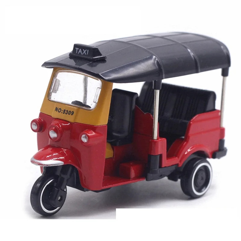 Mignon moulé sous pression en alliage métal voiture Bus moteur Tricycle moto Taxi modèle jouet enfants cadeau d'anniversaire