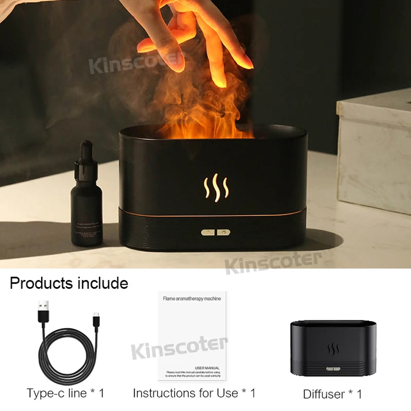 KINSCOTER – diffuseur d'arôme, humidificateur d'air ultrasonique à brume fraîche, brumisateur Led, lampe à flamme d'huile essentielle