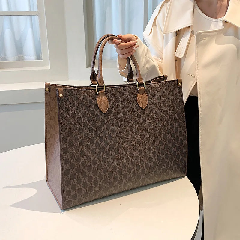 Sacs pour femmes de grande capacité en Europe et aux états-unis, sac à bandoulière rétro lettres classiques, sacs à main de banlieue en PU pour femmes