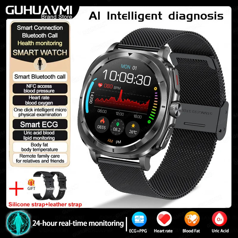 2025 nouveau pour Samsung Galaxy montre 7 acide urique pression artérielle oxygène sanguin analyse du corps montre intelligente ECG + PPG horloge Smartwatch hommes