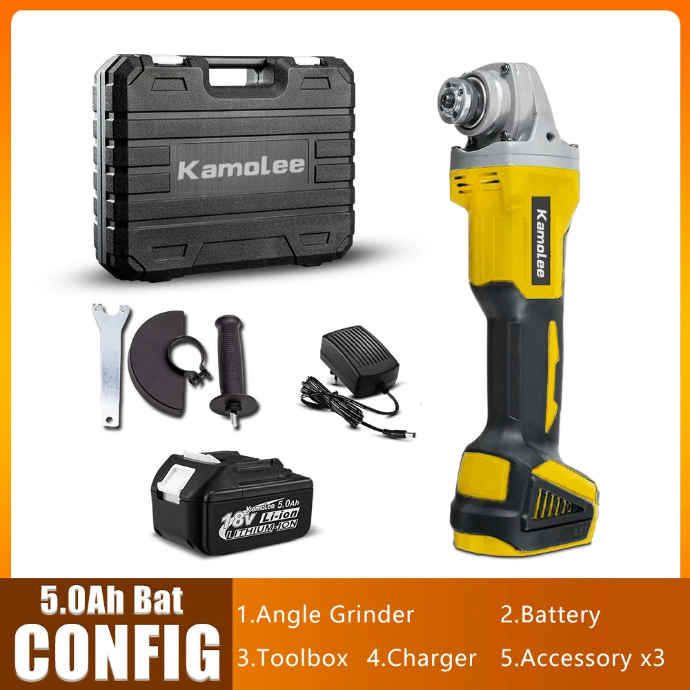 Kamolee 18V 100mm/125mm 4/5 inches Brushless Cordless Electric Angle Grinder Speed Cutting  Compatible For Makita 18V Battery