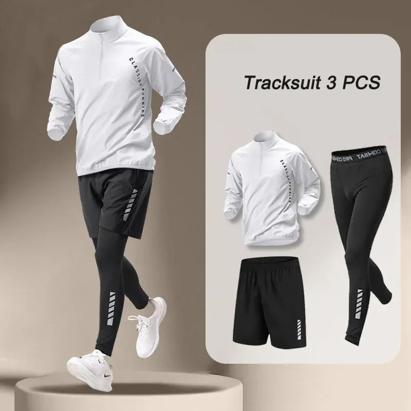 Veste à séchage rapide pour hommes, costume 1-4 pièces, ensembles de course, Fitness en plein air, pantalons de Jogging, vêtements d'entraînement, automne 2025