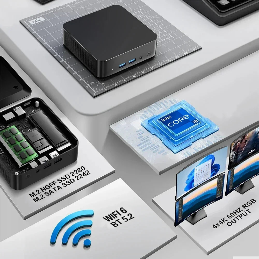 2025 Mini PC Core i9 8950HK Windows 11 Pro ordinateur de bureau ordinateur de jeu 16GB Ram 1TB SSD WiFi6 BT5.2 4K 60Hz petit ordinateur de poche
