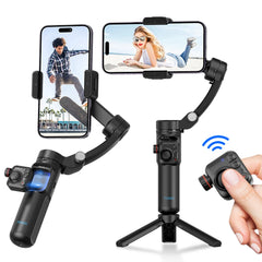 Support Téléphone Gimbal 3 Axes à Main, Enregistrement Vidéo Anti-Tremblement avec Trépied Selfie Stabilisateur pour Xiaomi iPhone et Smartphones