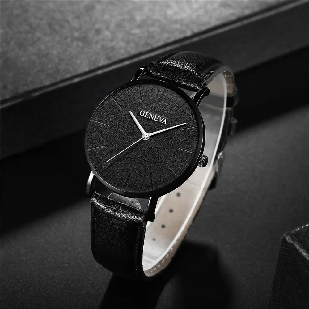 Montre Luxe Bracelet Ensemble Mode Entreprise Marron Cuir Quartz Poignets Montres pour Hommes Coffret Cadeau Relogio Masculino NO BOX