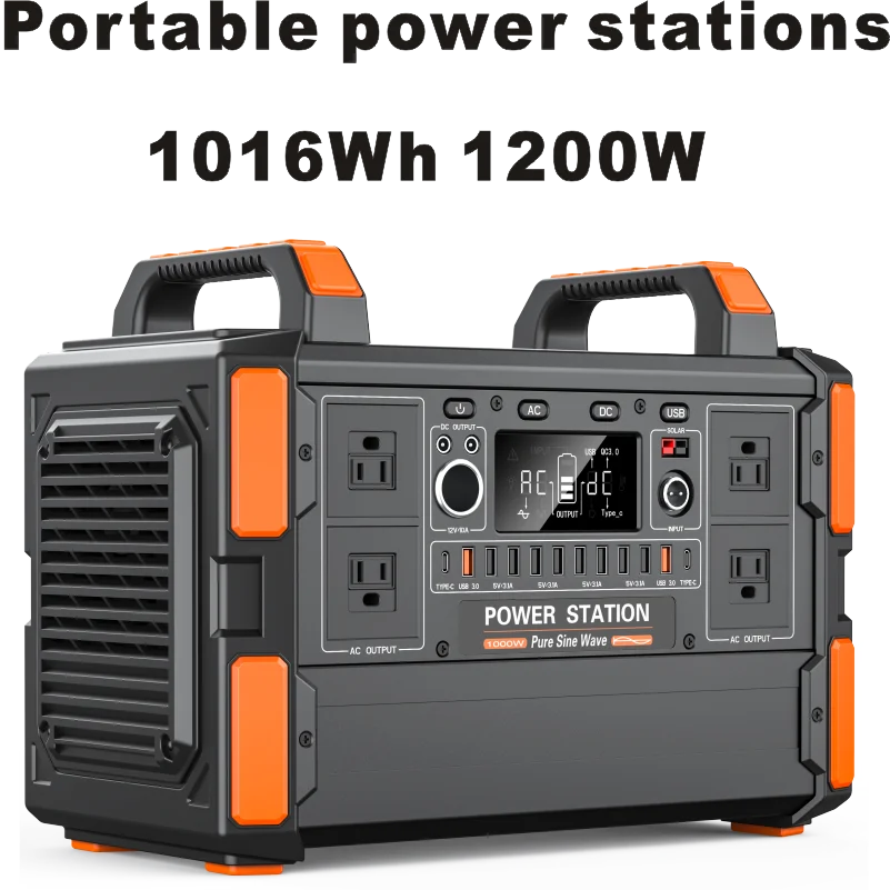 Générateur domestique 1008wh 1200W, batterie Lifepo4, centrale électrique Portable 220V avec panneau solaire 100W, sauvetage d'urgence en plein air