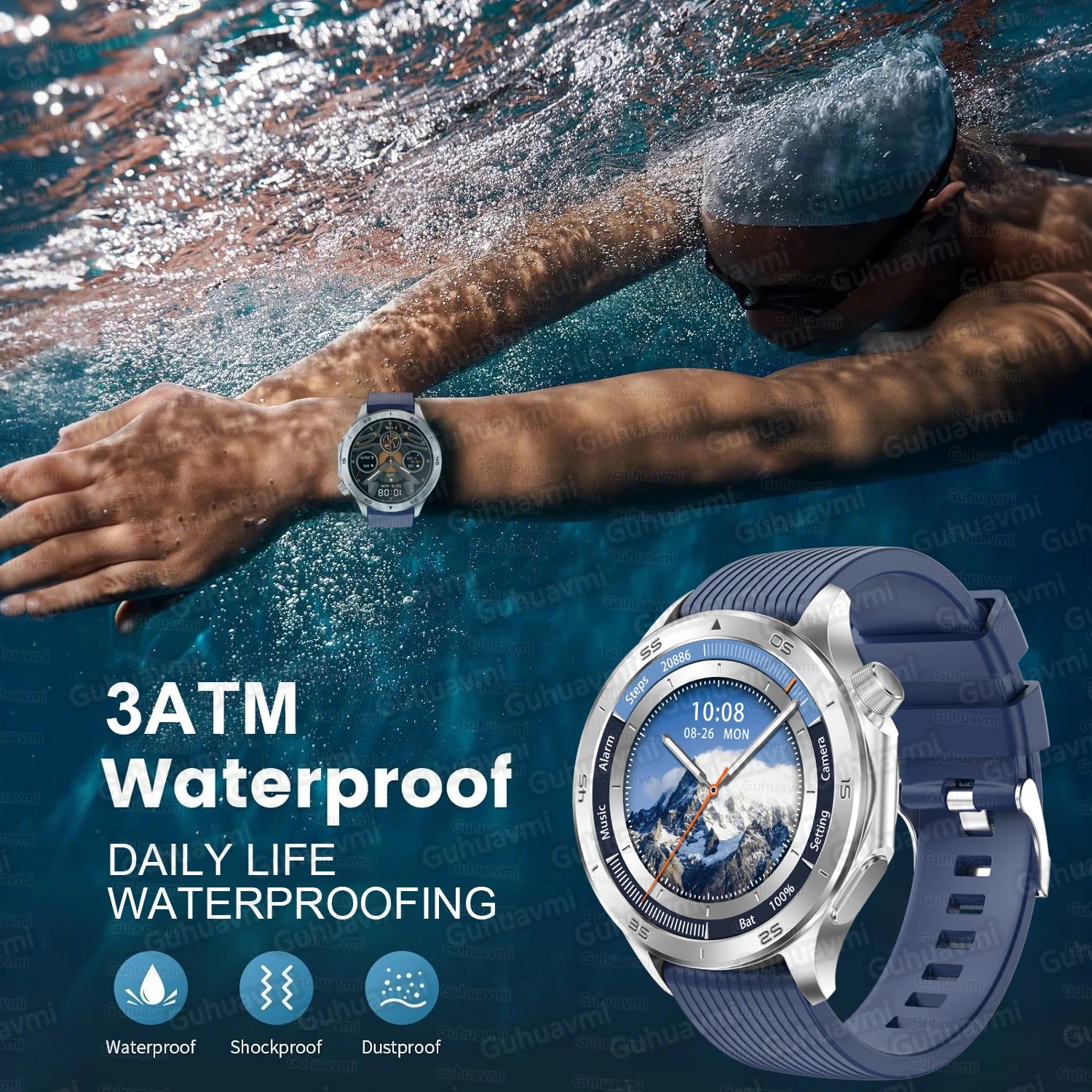 Pour montre OPPO X2 montre intelligente hommes GPS piste boussole altimètre 360*360 HD AMOLED écran Bluetooth appel IP68 étanche Smartwatch