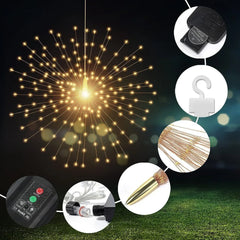 5*90LEDS suspendus feu d'artifice solaire lumière 8 Modes télécommande solaire Starburst lampe décor de noël fée lumières jardin cour Patio