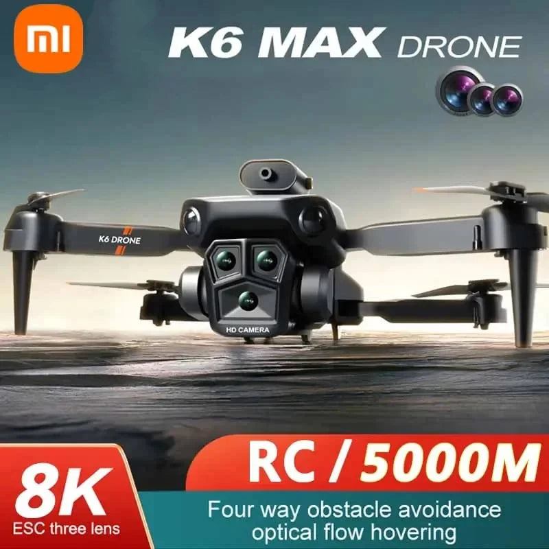 XIAOMI-Drone K6 Max, WIFI, GPS, Trois Caméras, Grand Angle, Flux Optique, Quatre Voies, Évitement d'Obstacles, Quadricoptère, 8K