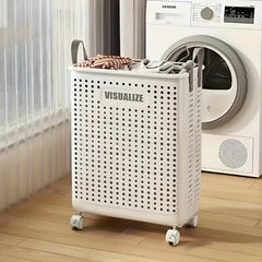 Panier à linge pliable avec roulettes pour laver les vêtements sales, panier à linge de salle de bain respirant de grande capacité