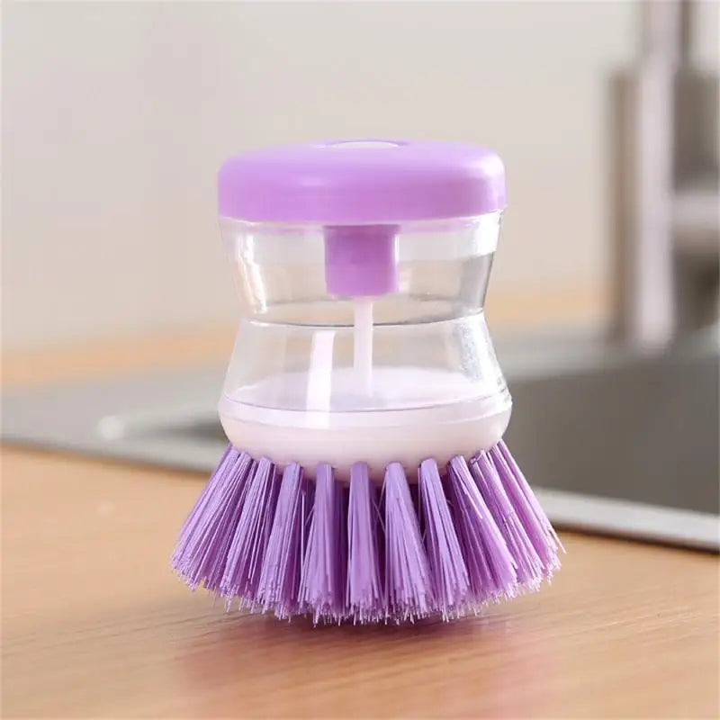 Brosse de lavage de Pot à ajout de liquide, type presse, ajout automatique de liquide, brosse de lavage de vaisselle, brosse de Pot de nettoyage ménager, brosse de poêle