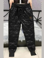 Pantalon crayon surdimensionné en coton pour femme, chaud, mode coréenne, Slim et épais, décontracté, taille haute, noir, 4XL, hiver