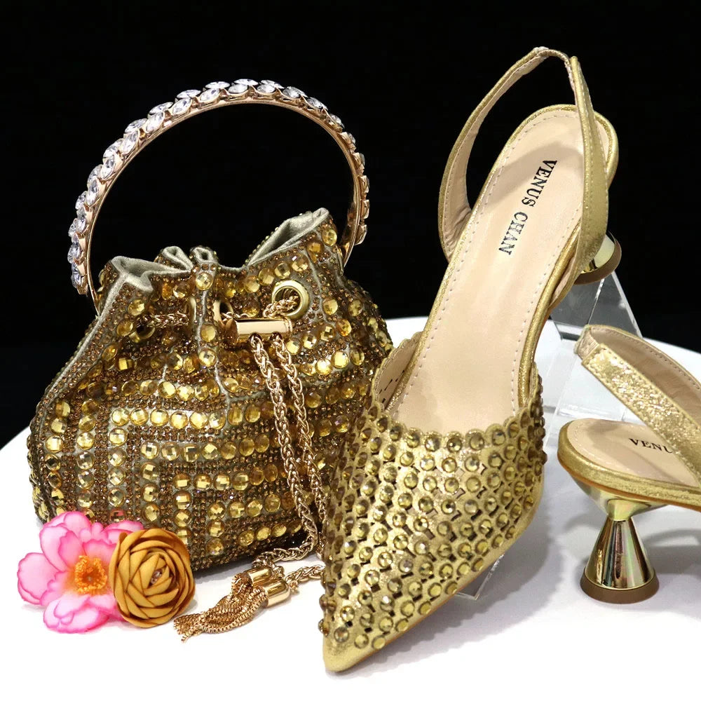 Venus Chan – escarpins à bout pointu pour femmes, chaussures et sacs italiens élégants, couleur vin, ensemble assorti, 2023