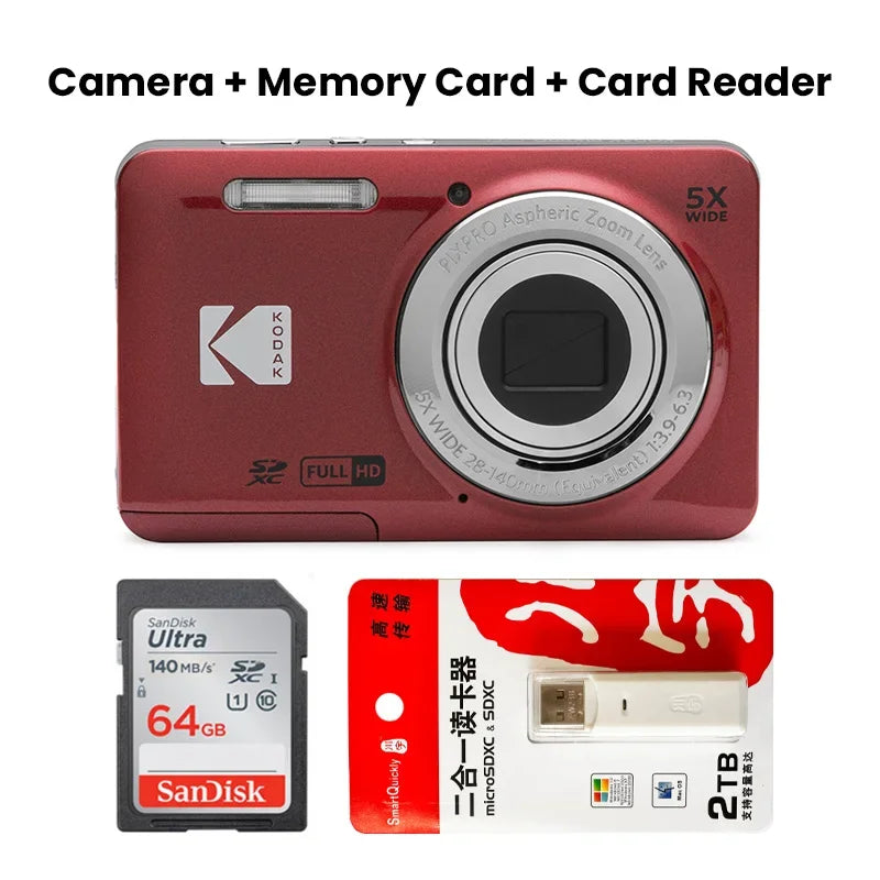 KODAK PIXPRO FZ55-RD 16MP appareil photo numérique 5X Zoom optique 28mm grand Angle 1080P Full HD vidéo 2.7 