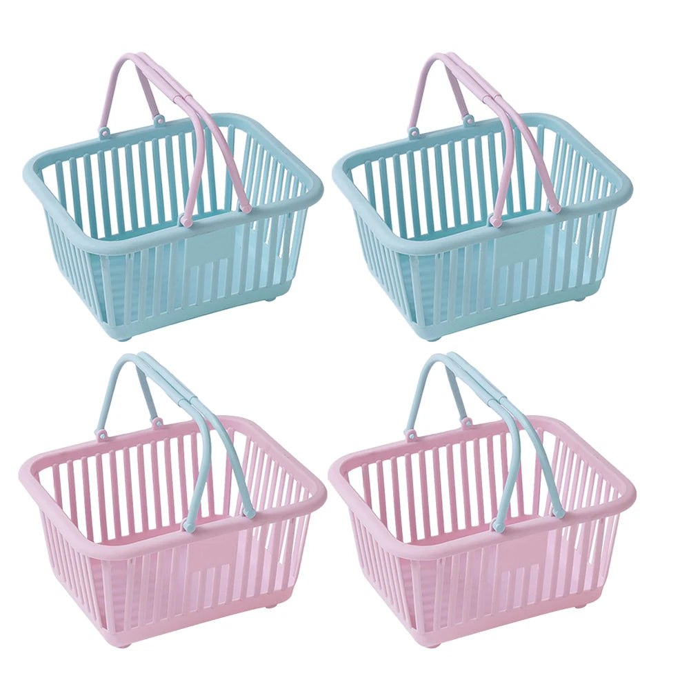 Paniers de cueillette de fraises et cerises, 4 pièces, petits paniers de courses à main en plastique, boîte de rangement de jouets pour enfants, panier de douche Portable pour salle de bain
