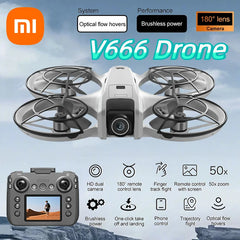 XIAOMI Mini V666 Drone 8k professionnel Wifi 5g Dron évitement d'obstacles sans brosse Altitude Mode sans tête Rc quadrirotor jouets nouveau
