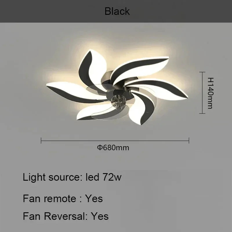 Modern LED Ceiling Fan Light with Remote Pendant Lamp for Living Room Dining Room Bedroom Home Decor Hanging Lighting Fixture