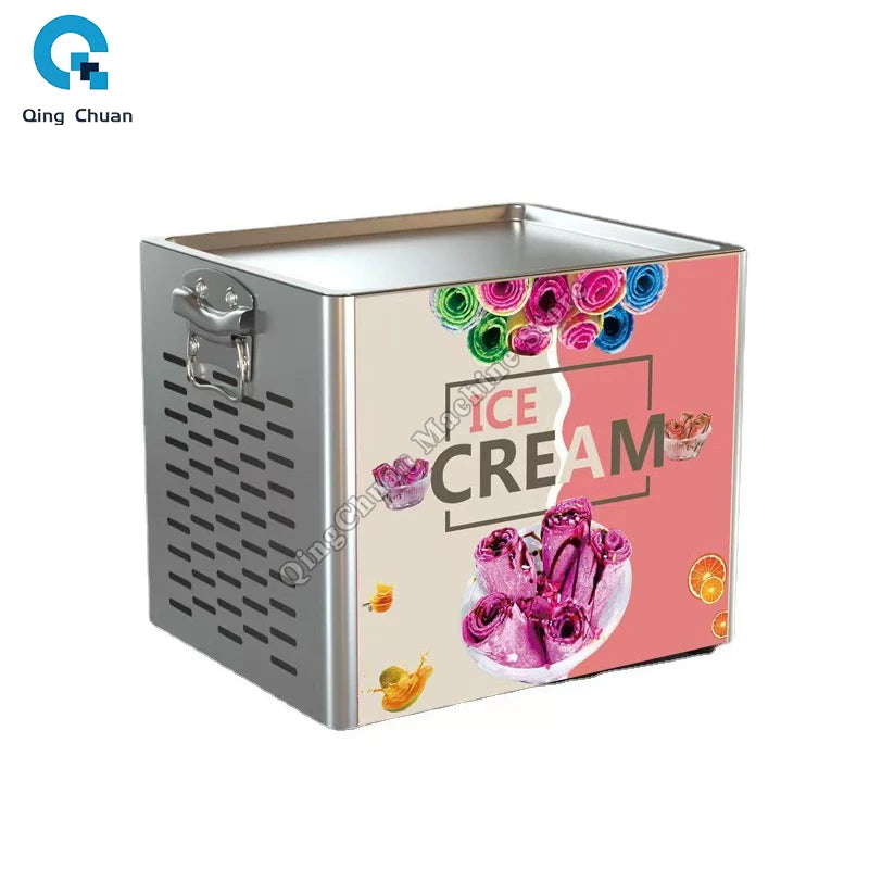 Petite Machine à glace frite 330W, yaourt frit en acier inoxydable, crème glacée aux fruits domestiques, bouillie, rouleau de crème glacée frite