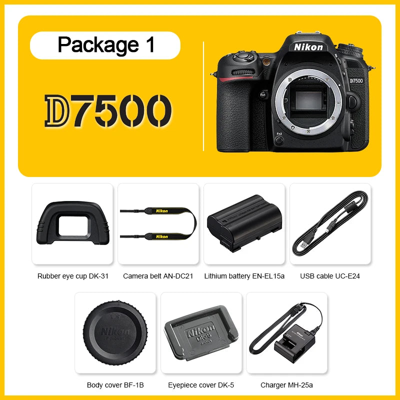 Nikon D7500 DX appareil photo reflex numérique 4K caméras vidéo professionnelles en option AF-S DX objectif NIKKOR18-140 ou 18-200 F3.5-5.6G ED VR II