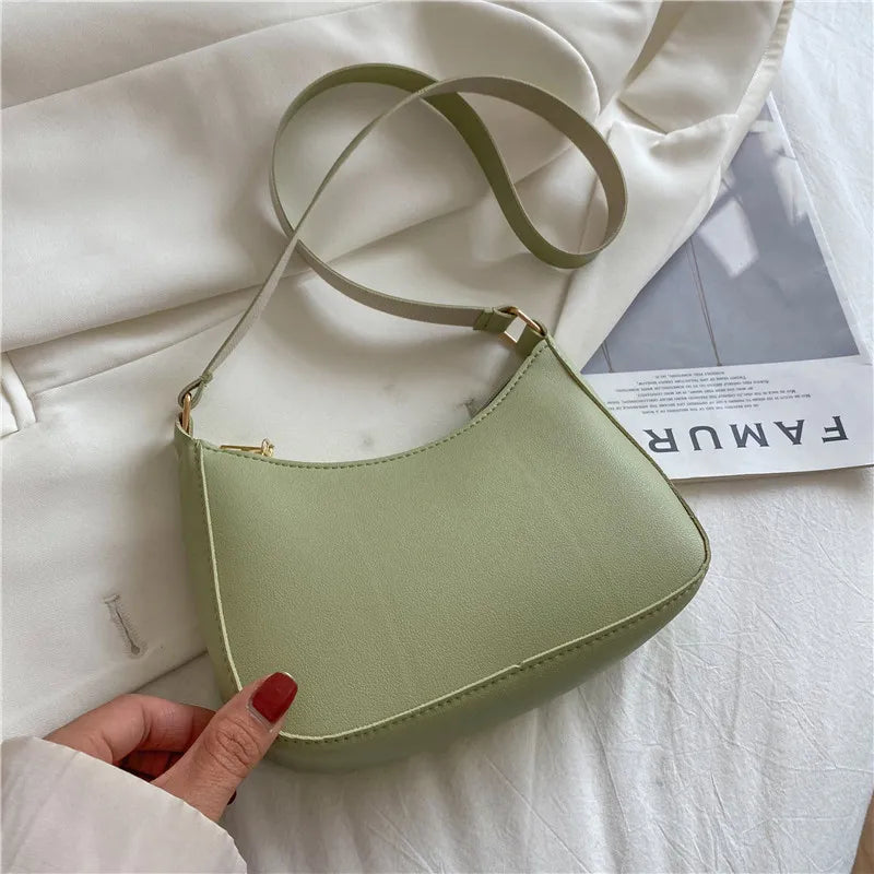 Sacs à main rétro en cuir PU pour femmes, couleur unie, sac à bandoulière sous les bras, sacs à main décontractés de styliste
