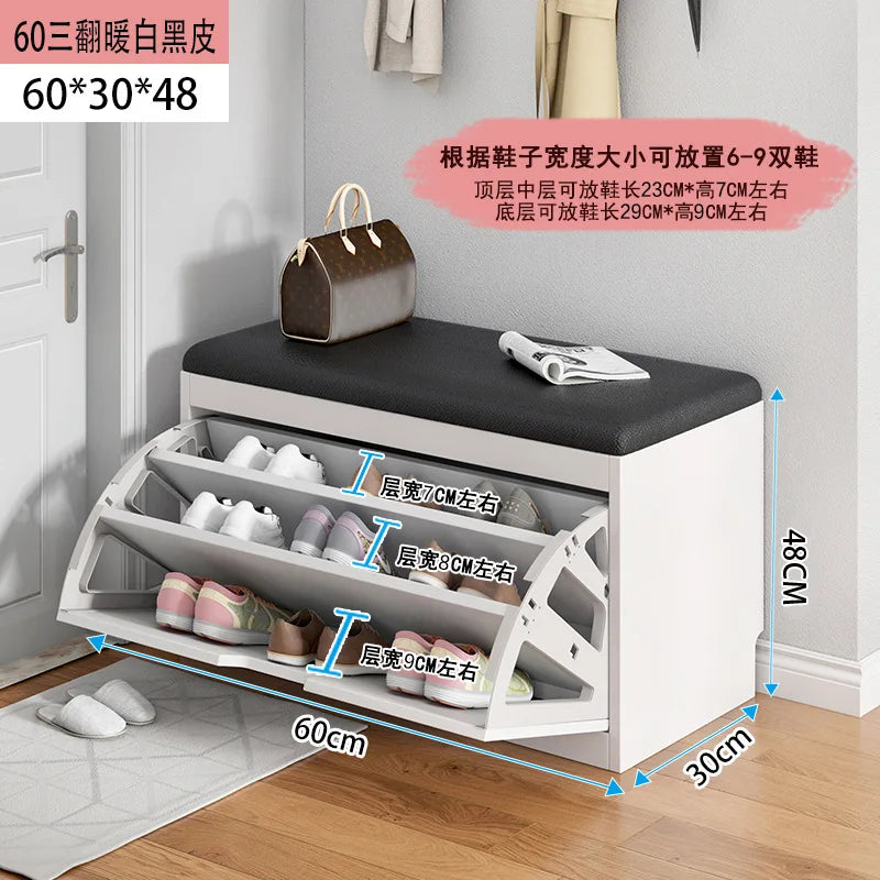 Porche entrée chaussure chaise rembourré salon maison rabat étagère à chaussures banc avec siège armoire à chaussures multicouche