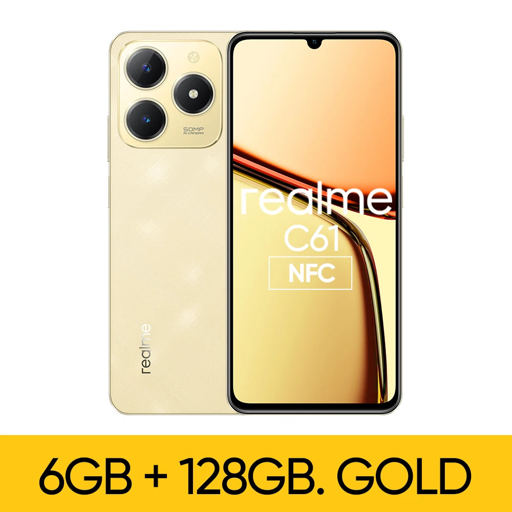 Realme C61 Smartphone 5000mAh batterie 15W SUPERVOOC Charge 50MP AI caméra 90Hz affichage IP54 AI moteur 256GB NFC Version russe