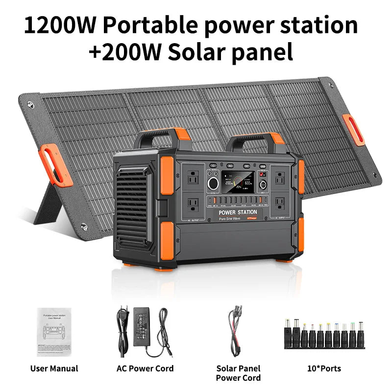 Centrale électrique Portable 2400w, générateur Portable 600w 1200w 600w avec panneau solaire 100w 200w pliable (plusieurs Options) Camping