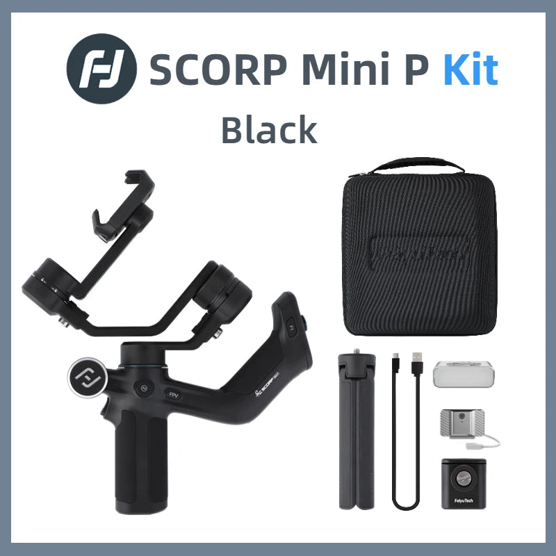 FeiyuModule Scorp Mini-P Kit pour Smartphone, Cardan 3 Axes, Tracker AI, Lumière d'appoint, iPhone 16 Pro Max, Stabilisateur Android
