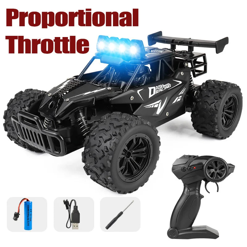 Voiture télécommandée tout-terrain à dérive avec LED, véhicule d'escalade Rc à grande vitesse, camions 2.4G, jouet d'extérieur pour enfants, cadeau, 1:16