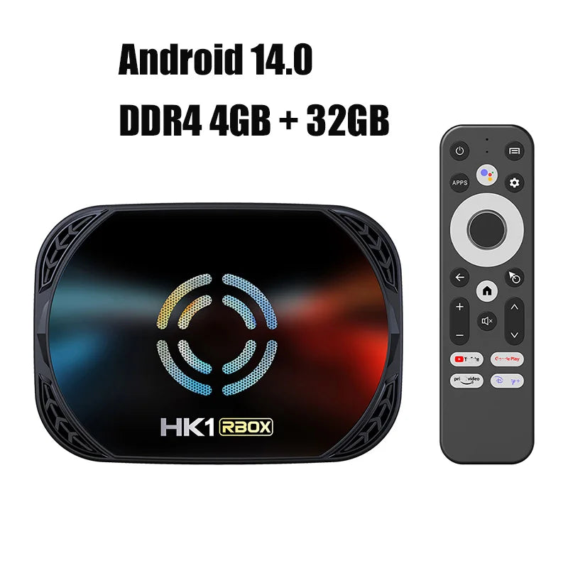 Woopker Smart TV Box Android 14 Amlogic S905A HK1 RBOX X50 4K 4GB RAM 128GB ROM double bande WiFi 2.4G/5G BT 5.x lecteur multimédia