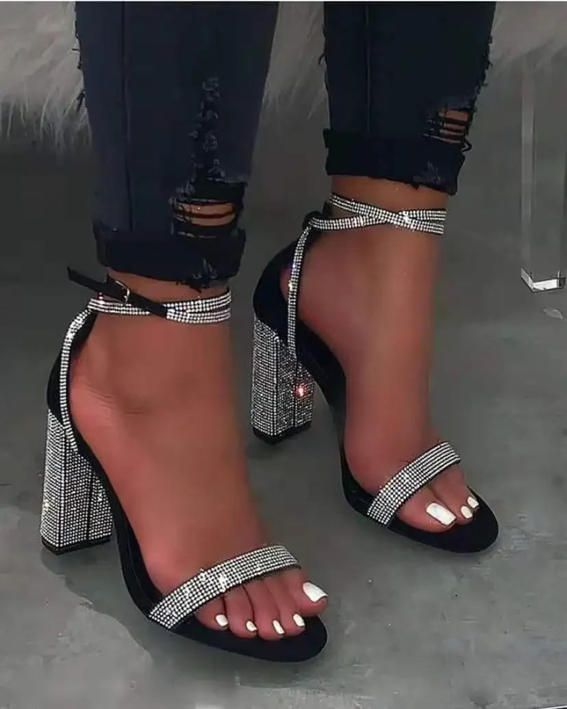 Sandales à talons hauts transparents pour femmes, chaussures à strass Sexy, escarpins grande taille, nouvelle robe de soirée d'été