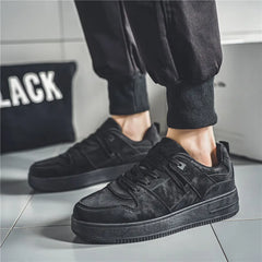 Baskets noires en daim pour hommes, baskets de skateboard rétro bon marché, baskets à plateforme décontractées, chaussures canisées pour hommes, automne