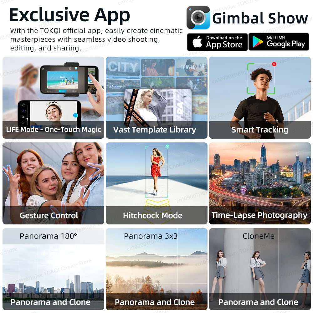 Support Téléphone Gimbal 3 Axes à Main, Enregistrement Vidéo Anti-Tremblement avec Trépied Selfie Stabilisateur pour Xiaomi iPhone et Smartphones