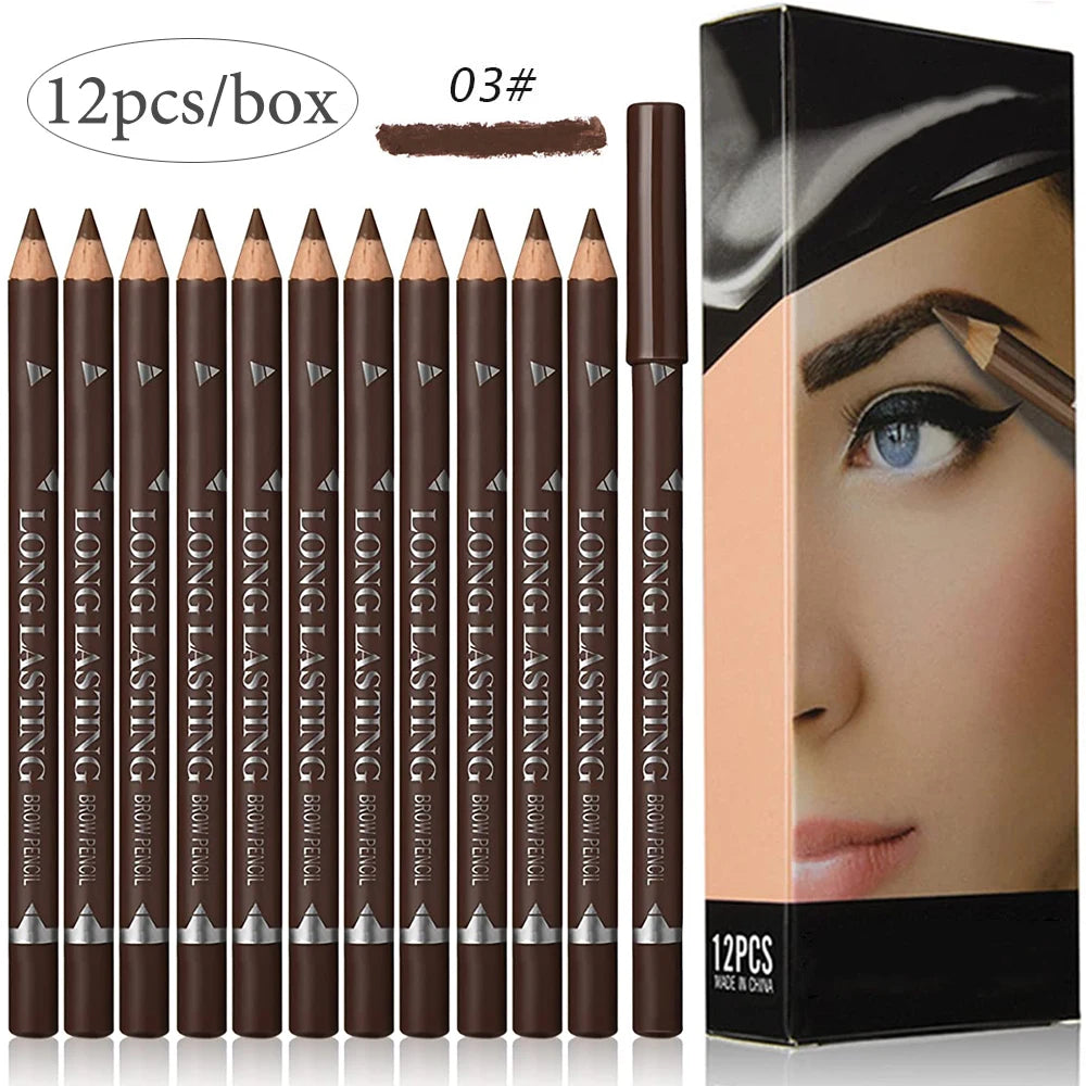 Crayon à sourcils professionnel imperméable pour femmes, stylo de maquillage pour les yeux, couleur facile, naturel, noir, marron, outil de beauté cosmétique, 6/12 pièces