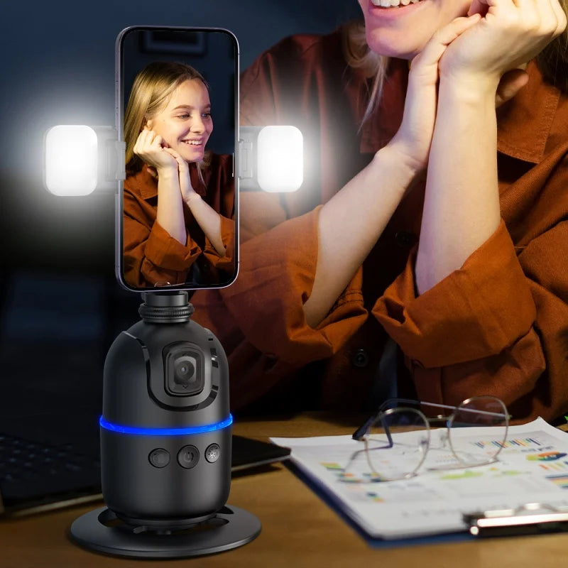Bâton de Selfie à cardan intelligent AI, suivi automatique du visage, Rotation du cardan portable pour Smartphone, caméra, trépied vidéo, stabilisateur avec LED