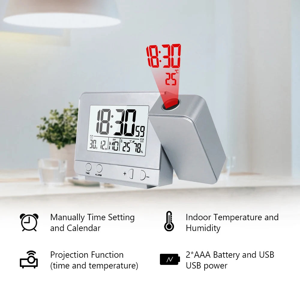 FanJu FJ3531 réveil numérique Date fonction Snooze rétro-éclairage montre projecteur mural bureau Table horloge Led avec Projection de temps